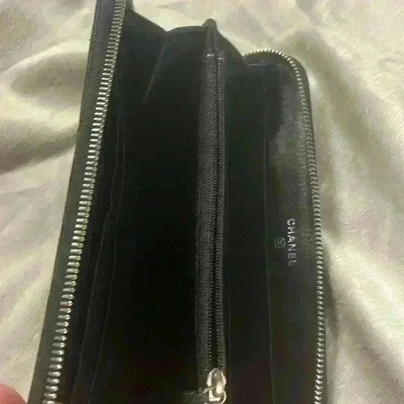 Chanel Black Long Zip Wallet w/ COA - Picture 12 of 13
